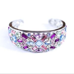 Vintage SUZANNE SOMERS colorful Rhinestone cuff bracelet